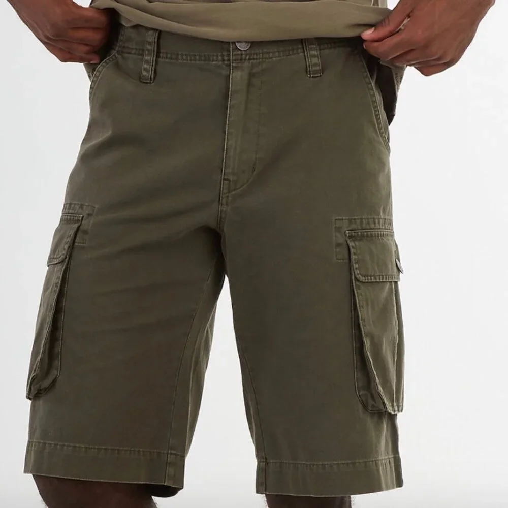 True Religion Military Green Cotton Cargo Shorts